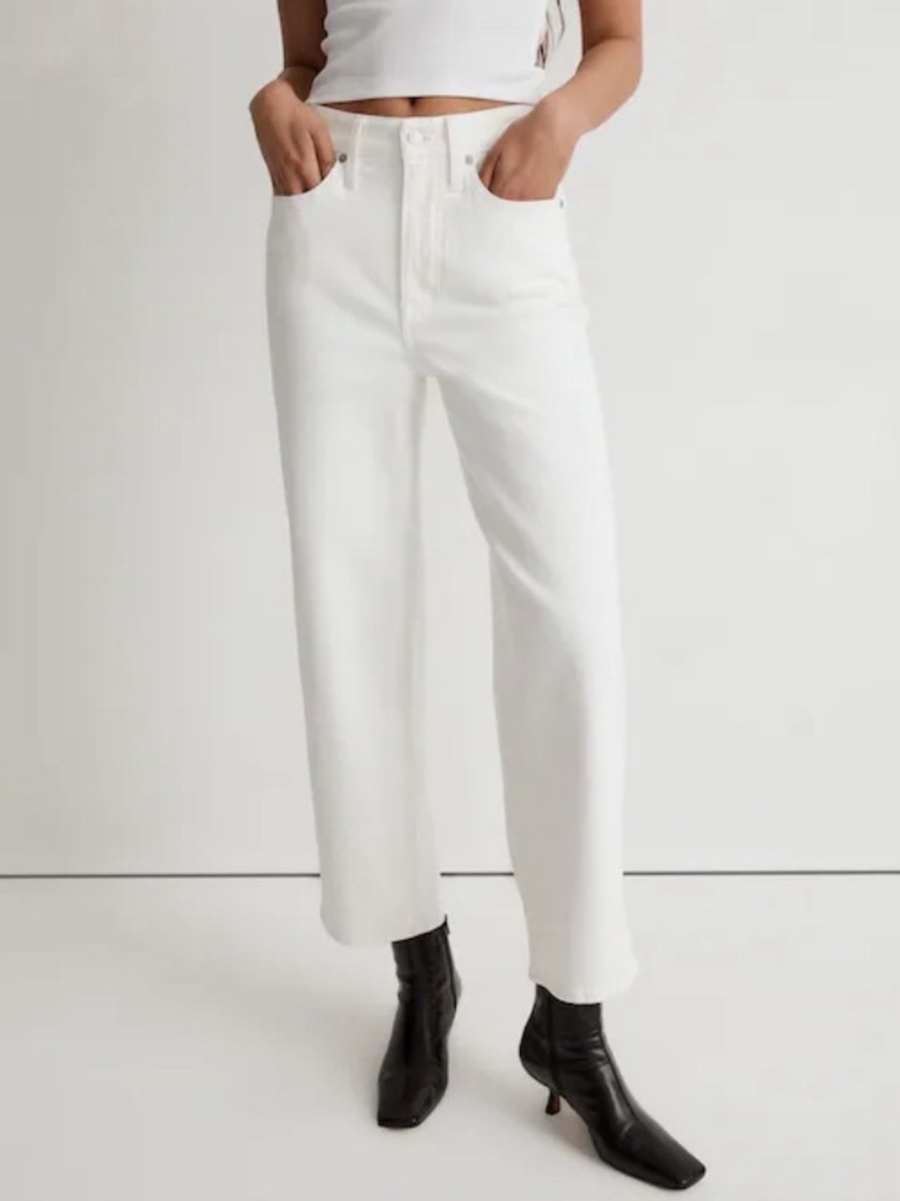 Madewell Perfect Vintage Wide Leg Cropped Jeans Size 26 White Denim High Rise